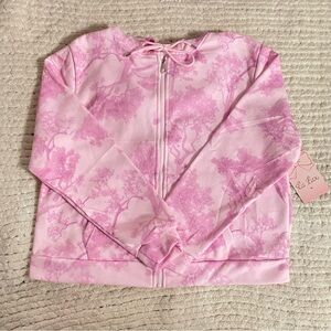 Pink Tree Pattern Zip-Up Hoodie